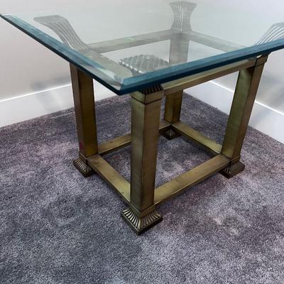 Commercial Beveled Edge Heavy Glass and Solid Brass End Tables RECTANGLE 