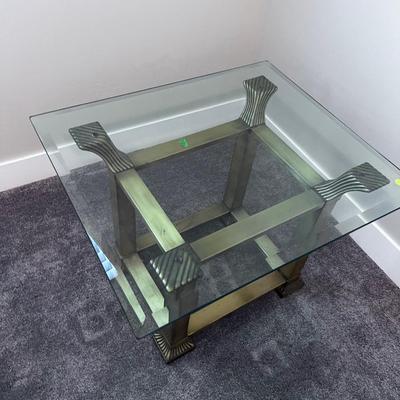 Commercial Beveled Edge Heavy Glass and Solid Brass End Tables RECTANGLE 