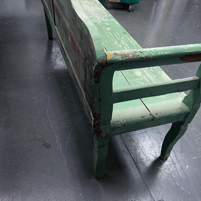 Eastern European Green Painted Bench 