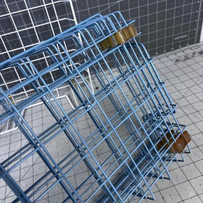 Wire Letter Baskets (4) Blue and 1 (1) 
