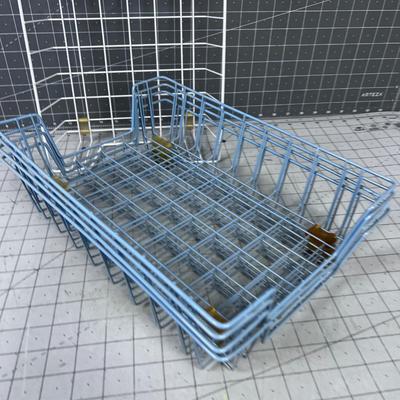 Wire Letter Baskets (4) Blue and 1 (1) 