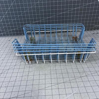 Wire Letter Baskets (4) Blue and 1 (1) 