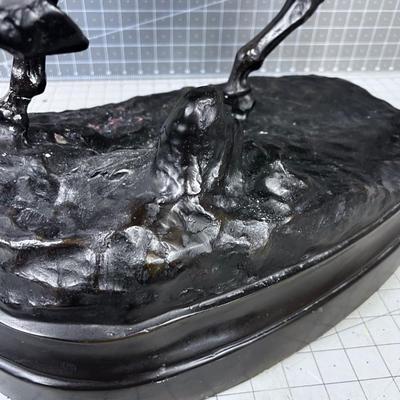 "Le Cavalier Arabe" Arab Hunter, by Huge Emile Guillmin Bronze Spelter Sculpture 