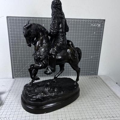 "Le Cavalier Arabe" Arab Hunter, by Huge Emile Guillmin Bronze Spelter Sculpture 