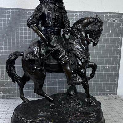 "Le Cavalier Arabe" Arab Hunter, by Huge Emile Guillmin Bronze Spelter Sculpture 
