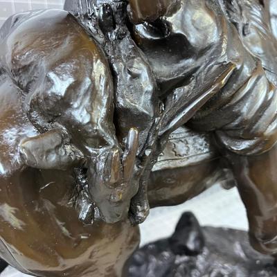 "Le Cavalier Arabe" Arab Hunter, by Huge Emile Guillmin Bronze Spelter Sculpture 