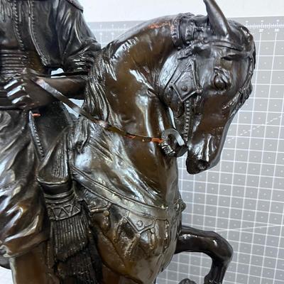 "Le Cavalier Arabe" Arab Hunter, by Huge Emile Guillmin Bronze Spelter Sculpture 