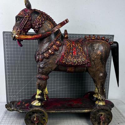 Carved South East Asian Temple Horse ANTIQUE 