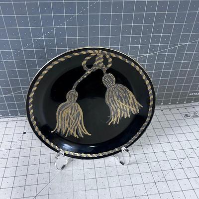 Black & Gold Tassel Decorative Plate, (not for Food) With Lucite Holder 