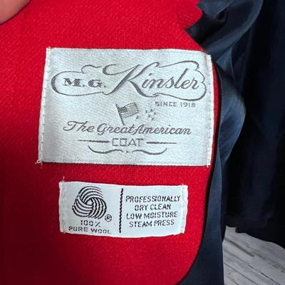 Vintage M.G. Kinsler 100% Virgin Wool Navy & Red Cape