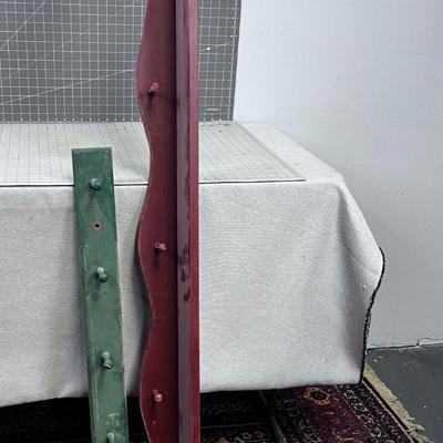 Primitive Red Plate Rack and Green Coat Rack 