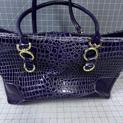 Faux Alligator Tote Purple 