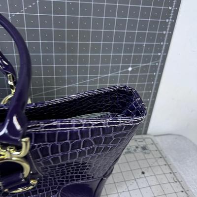 Faux Alligator Tote Purple 