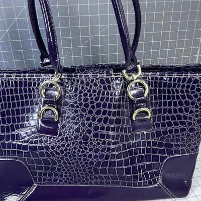 Faux Alligator Tote Purple 