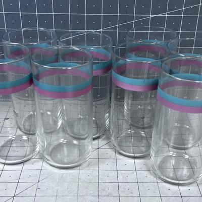 8 Tumbler Glasses with Stripes