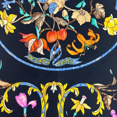 196 Authentic HERMÃˆS Carre 90 Silk Scarf Pierres d'Orient et d'Occident by ZoÃ© Pauwels 1988