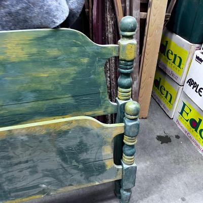 GREEN Painted Full size Foot & Head Board No Rails
