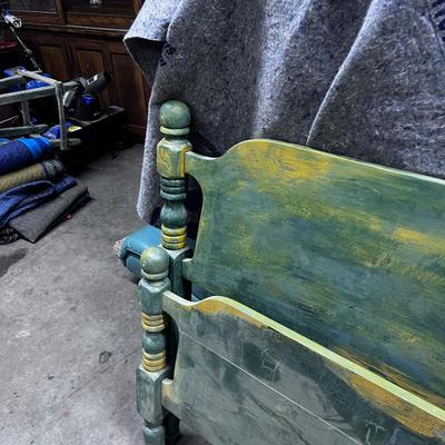GREEN Painted Full size Foot & Head Board No Rails