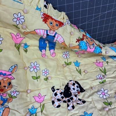 Yellow Ragged  Ann Blanket with Pink Back 