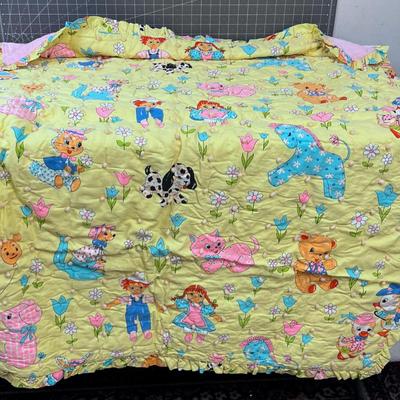 Yellow Ragged  Ann Blanket with Pink Back 