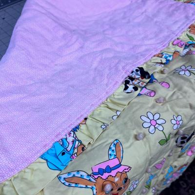 Yellow Ragged  Ann Blanket with Pink Back 