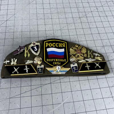 Russian Hat with Pins and Metals 
