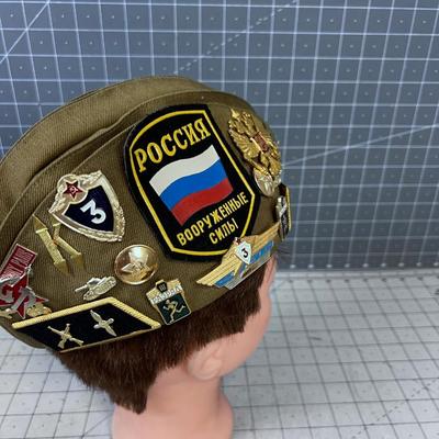 Russian Hat with Pins and Metals 