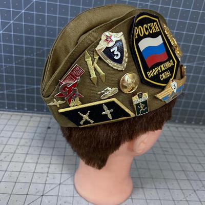 Russian Hat with Pins and Metals 
