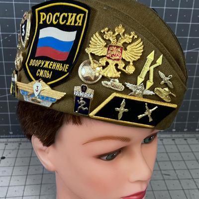 Russian Hat with Pins and Metals 