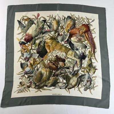198 Authentic HERMÃˆS Carre 90 Silk Scarf Gibiers by Henri De Linares 1966