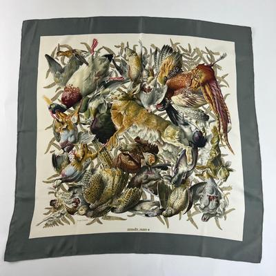 198 Authentic HERMÃˆS Carre 90 Silk Scarf Gibiers by Henri De Linares 1966