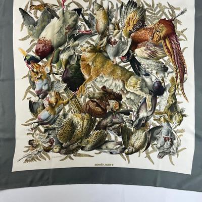 198 Authentic HERMÃˆS Carre 90 Silk Scarf Gibiers by Henri De Linares 1966