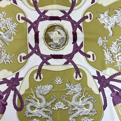 200 Authentic HERMÃˆS Carre 90 Silk Scarf Tsubas by Christiane Vauzelles 1991 Re-issue