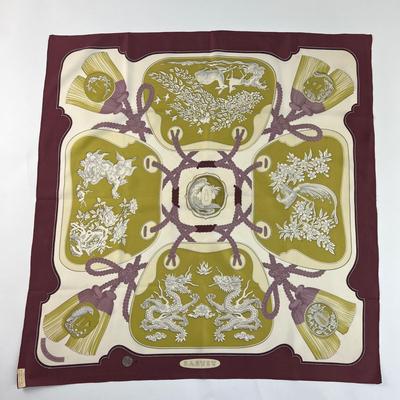 200 Authentic HERMÃˆS Carre 90 Silk Scarf Tsubas by Christiane Vauzelles 1991 Re-issue