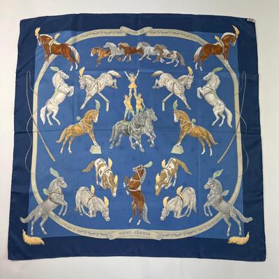 203 Authentic HERMÃˆS Carre 90 Silk Scarf En Piste by Robert Dallet 1998