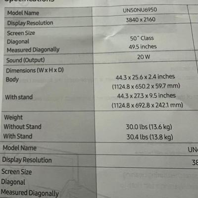 Samsung 50-Inch UN50NU6950 Flatscreen TV (K-RG)