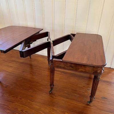 ** Antique Solid Mahogany Flip Top Console / Dining Table