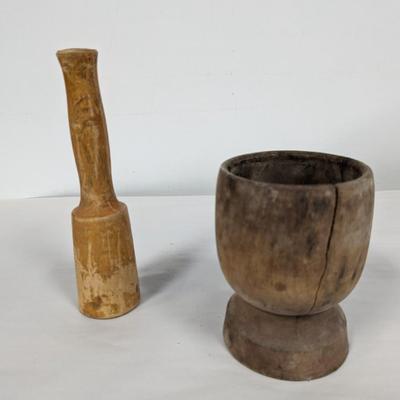 Antique Wooden Mortar & Pestle