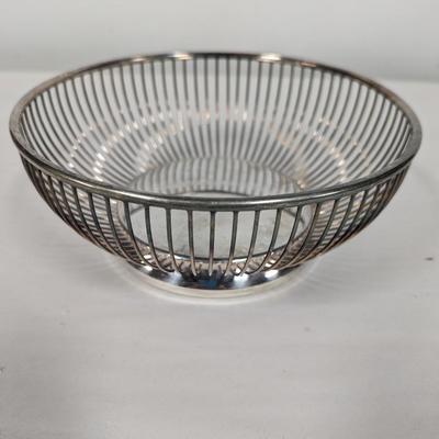 Gorham YC 741 Silver Plate Wire Bread Basket Round & Bowl