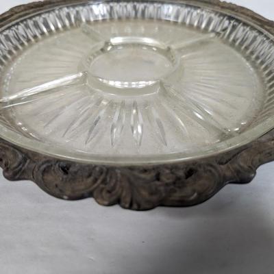 Silver Plated & Crystal Relish Tray