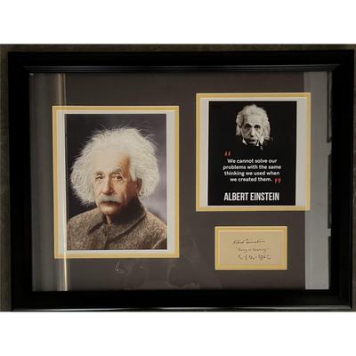 Albert Einstein signed Theory of Relativity quote and equation collage. GFA authenticated