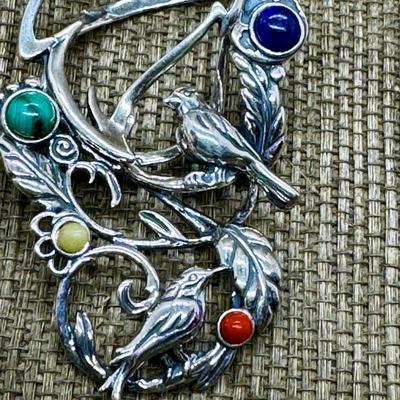 LOT 42 - Sterling Pendant w/ Birds Fritz Cause