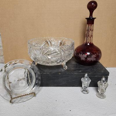 Antique glass and crystal lot