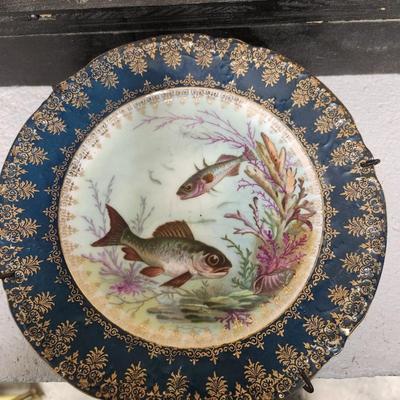 Set of 6 antique fish plates