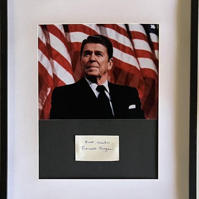 40th US President Ronald Reagan original signature collage 