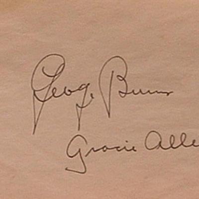 Gracie Allen and George Burns signature slip