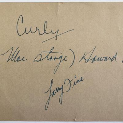 Three Stooges Curly Howard original signature cut