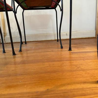 Four Vintage Wrought Iron Chairs & Table (See description)