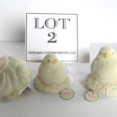 Vintage Dept 56 Easter Chicks and Clip on Rabbit Easter Items