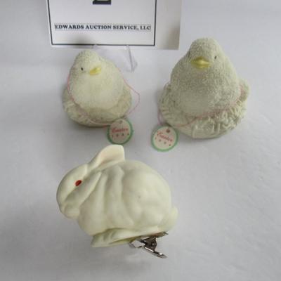 Vintage Dept 56 Easter Chicks and Clip on Rabbit Easter Items